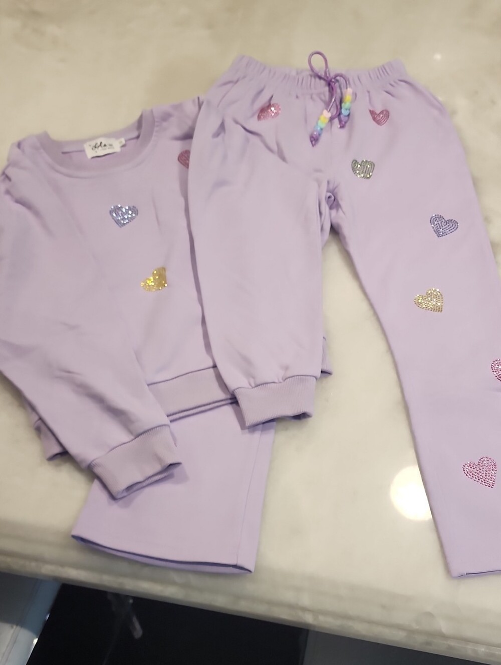 Lola + The Boys Girls' Lavender Heart Set - 2-Piece Embellished Heaerts